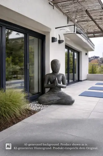 Product image of the product “Sitting woman in yoga pose - Namaste, 125cm high. Cast stone, handcrafted & colored 125 cm (hollow casting)”